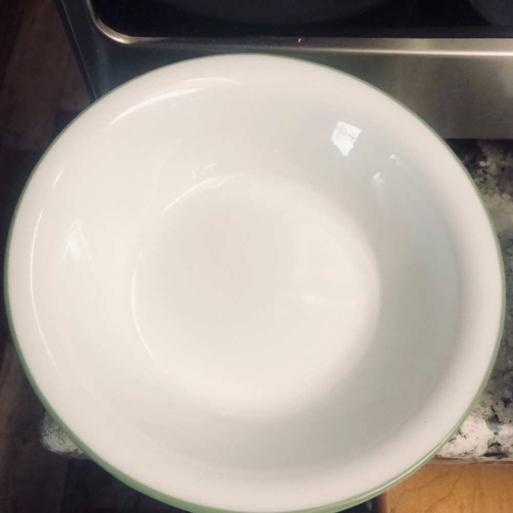 Corelle White Bowl with Green Rim